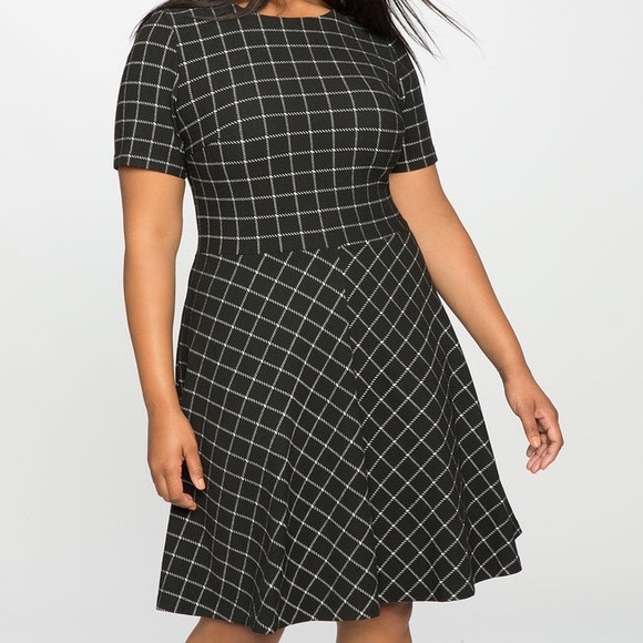 Eloquii Dresses & Skirts - BNWOT Eloquii Windowpane Fit and Flare Dress Eloquii Dresses & Skirts - BNWOT Eloquii Windowpane Fit and Flare Dress